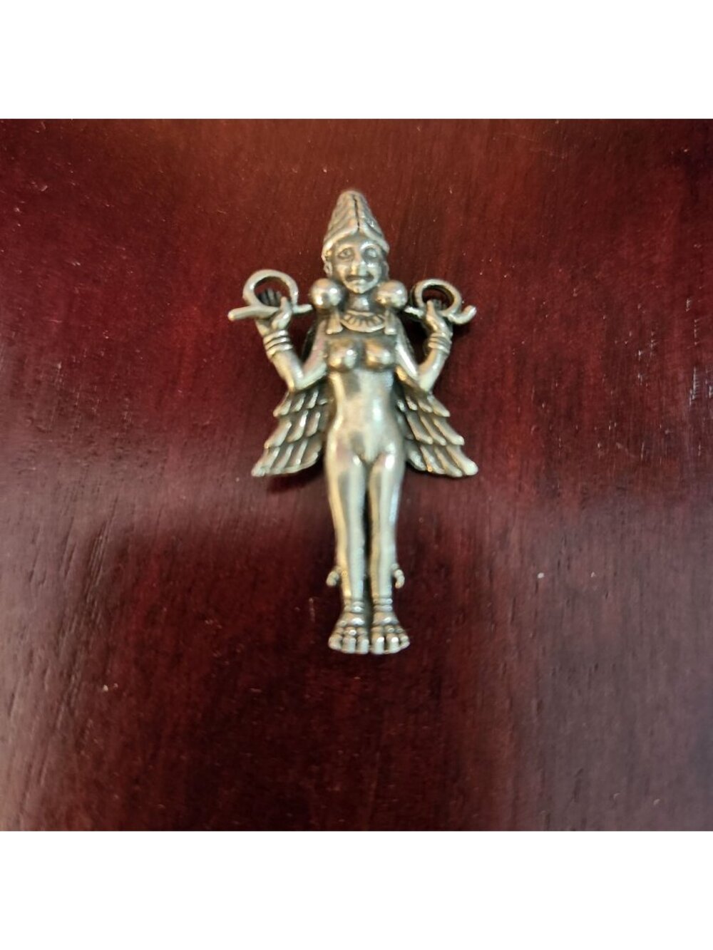 Sterling Silver 925 Winged Goddess Pendant With Intricate Details Approx. 1.5" L